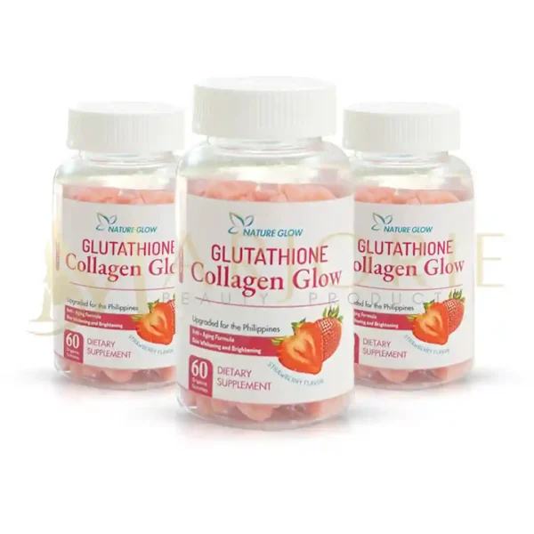 Buy Nature Glow Glutathione Collagen Glow - Strawberry 3 Bottles x 60 Gummies in UAE | Best Price Online | Pay via Card or COD